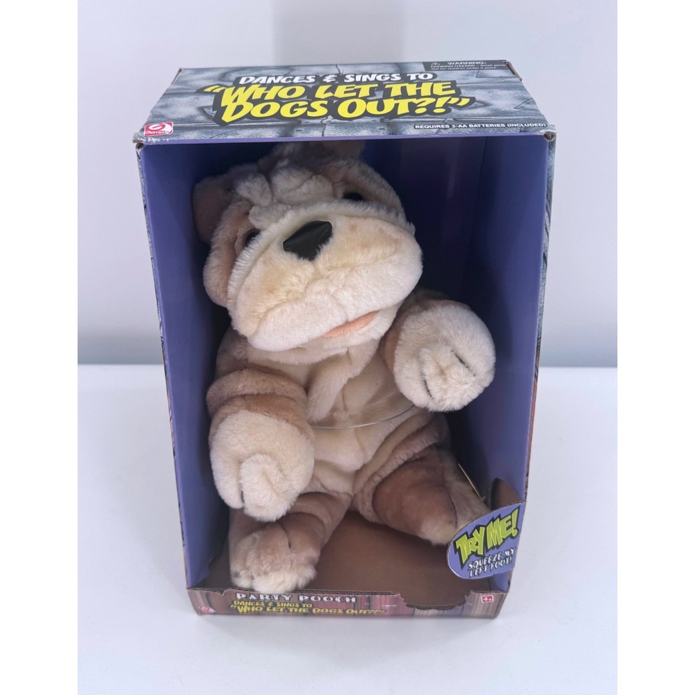 Gemmy Party Pooch Animated Plush Toy Kids Tan Who Let The Dogs Out 2001 Vintage